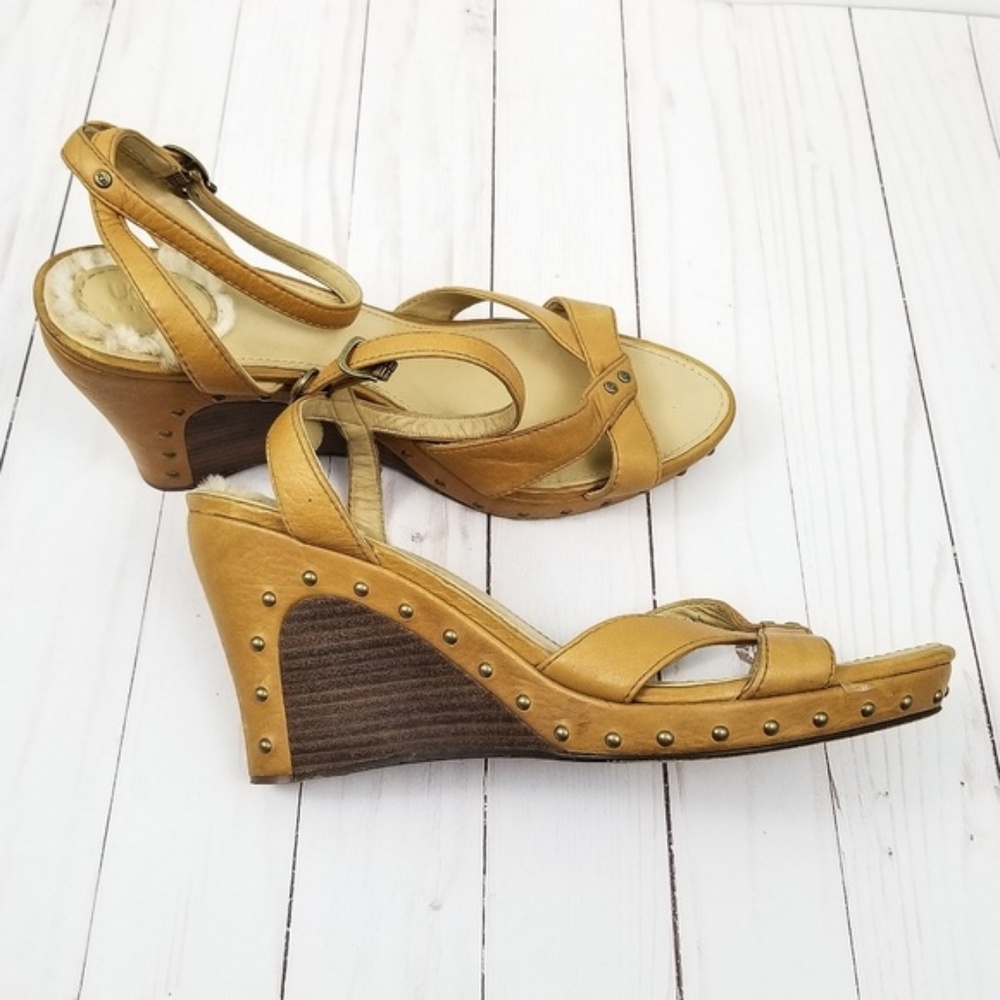 UGG Australia Studded Leather Wedge Sandals
